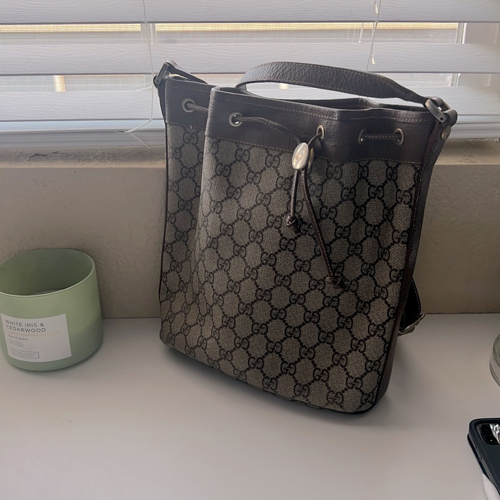 Gucci Brown Monogram Canvas Shoulder Bag